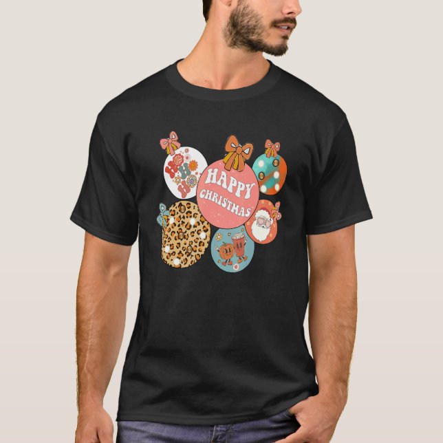 Camiseta Groovy Santa Christmas  Ho Ho Ho Pumpkin Face Wome (Frente)