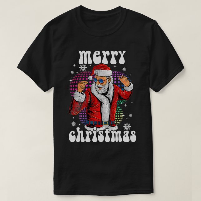 Camiseta Groovy Santa, Funny Disco Christmas Pjs & Costume  (Frente do Design)