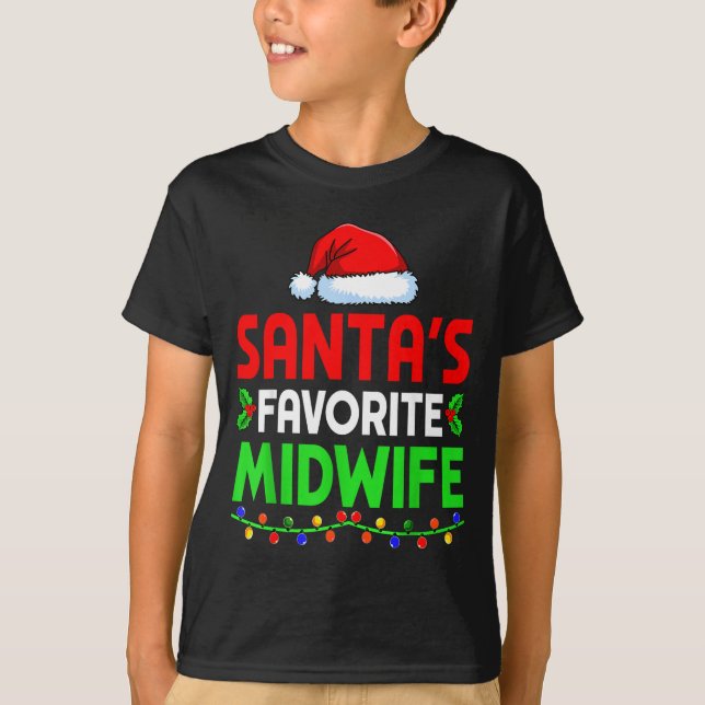 Camiseta Groovy Santa's Favorite Midwife Nurse Christmas Sa (Frente)