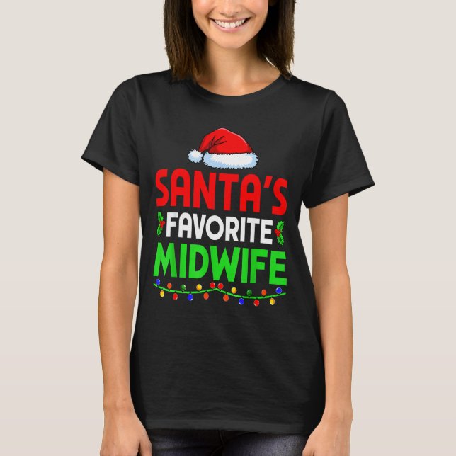 Camiseta Groovy Santa's Favorite Midwife Nurse Christmas Sa (Frente)