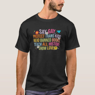 Camiseta Groovy Say Gay Protect Kids Trans Leitura Livro Ba