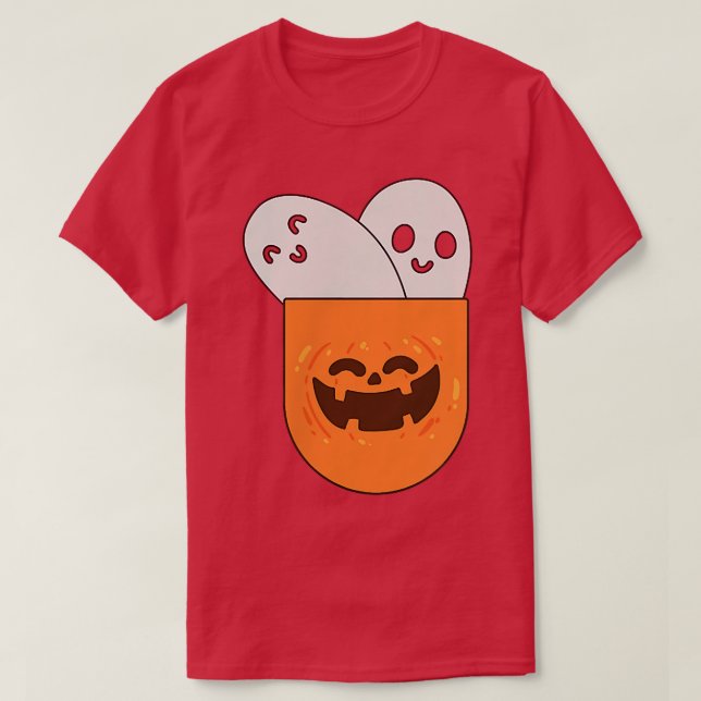 Camiseta Groovy Scary Ghost Spooky Em Pocket Retro Hallowee (Frente do Design)