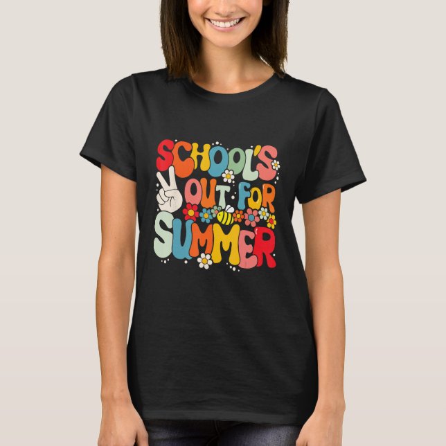 Camiseta Groovy School s Out For Summer Graduation Teacher  (Frente)