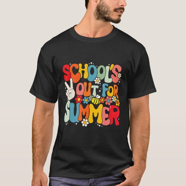 Camiseta Groovy School s Out For Summer Graduation Teacher  (Frente)