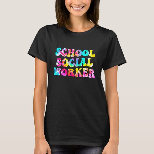 Camiseta Groovy School Social Worker Tie Dye Appreciation S (Frente)