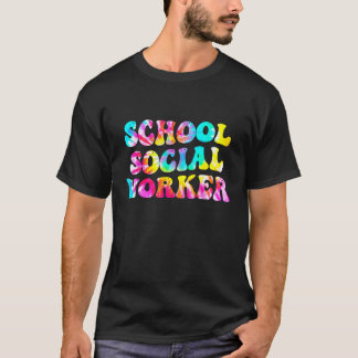 Camiseta Groovy School Social Worker Tie Dye Apreciação S