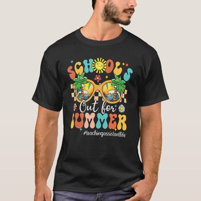 Camiseta Groovy School's Out For Summer Teaching Assistant  (Frente)