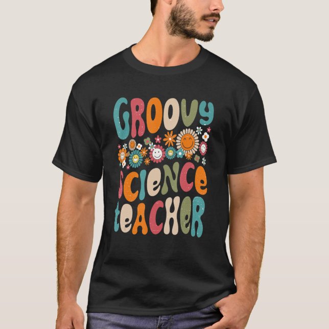 Camiseta Groovy Science Teacher Retro Teaching Back To Scho (Frente)