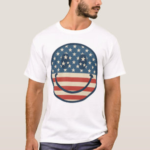 Camiseta Groovy Smile Face USA Flag Day T Shirt   14 de jun
