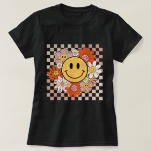 Camiseta Groovy Smile Feliz Flores De Rosto Verificadas Hip