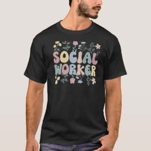 Camiseta Groovy Social Worker Flores Melhores Trabalhadores