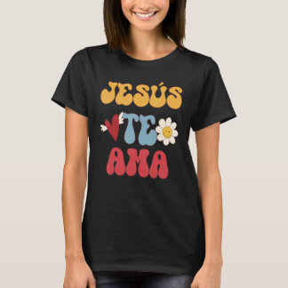 Camiseta Groovy Spanish Jesus Loves You Christian 70 s Hipp