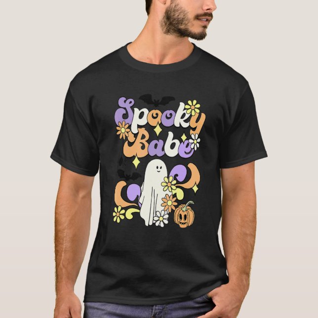 Camiseta Groovy Spooky Babe Happy Halloween Costume Retro H (Frente)