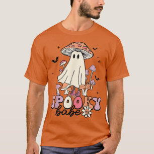 Camiseta Groovy Spooky Babe Vibes Retro Fantasma Floral Hip