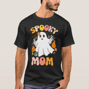 Camiseta Groovy Spooky Mãe Fantasma Boo Halloween Retr