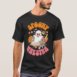 Camiseta Groovy Spooky Maestra Retro Professora Espanhol Ha