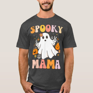 Camiseta Groovy Spooky Mama Ghost Hippie Pumpkin Halloween