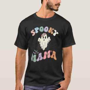 Camiseta Groovy Spooky Mama Retro Halloween Ghost Witchy Sp