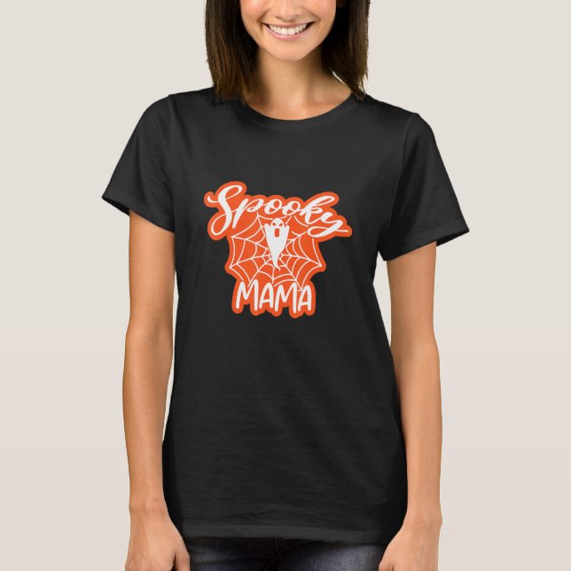 Camiseta Groovy Spooky Mama Retro Halloween Ghost Witchy Sp (Frente)