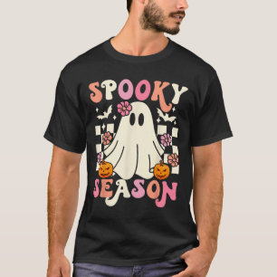 Camiseta Groovy Spooky Season Cute Ghost Pumpkin Halloween