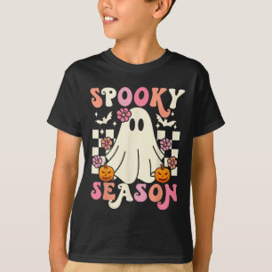Camiseta Groovy Spooky Season Cute Ghost Pumpkin Halloween
