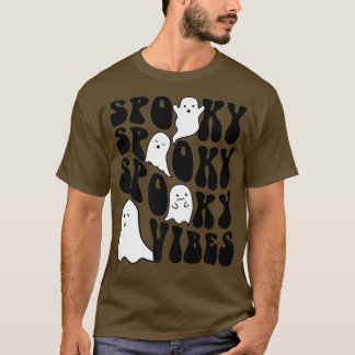 Camiseta Groovy Spooky Vibes Boo Ghost Spooky Season Engraç