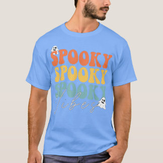 Camiseta Groovy Spooky Vibes Retro Fantasma Floral Hippie H