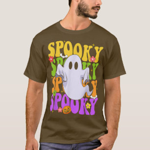Camiseta Groovy Spooky Vibes Vintage Fantasma Floral Hippie