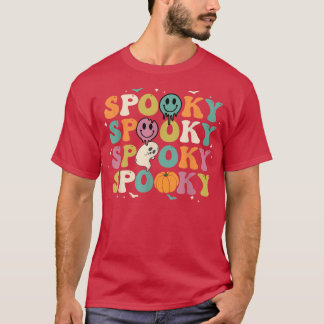 Camiseta Groovy Spooky Vibes Vintage Fantasma Floral Hippie