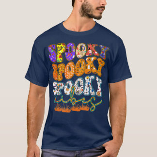 Camiseta Groovy Spooky Vibes Vintage Fantasma Floral Hippie