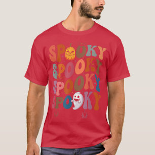 Camiseta Groovy Spooky Vibes Vintage Fantasma Floral Hippie