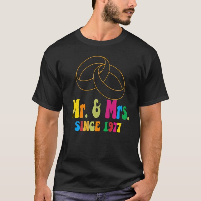 Camiseta Groovy Sr. & Sra. Desde 1977, Casamento Aniversári (Frente)