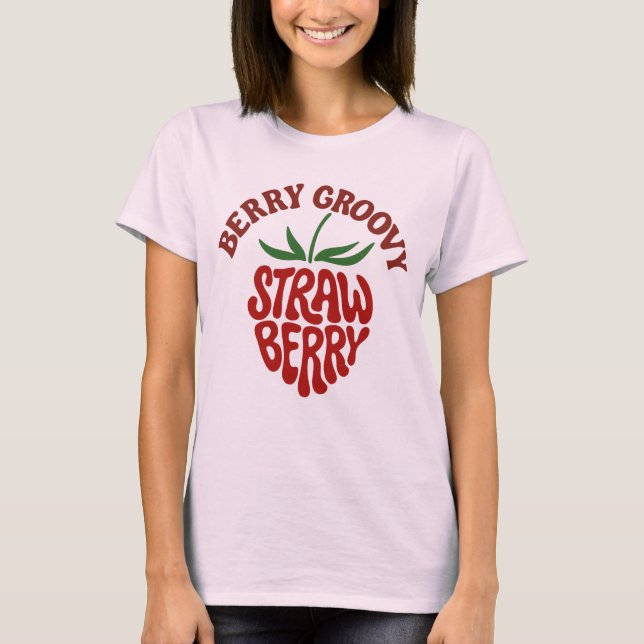 Camiseta Groovy Strawberry Retro 70s Vibes (Frente)
