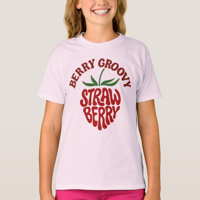 Camiseta Groovy Strawberry Retro 70s Vibes (Frente)