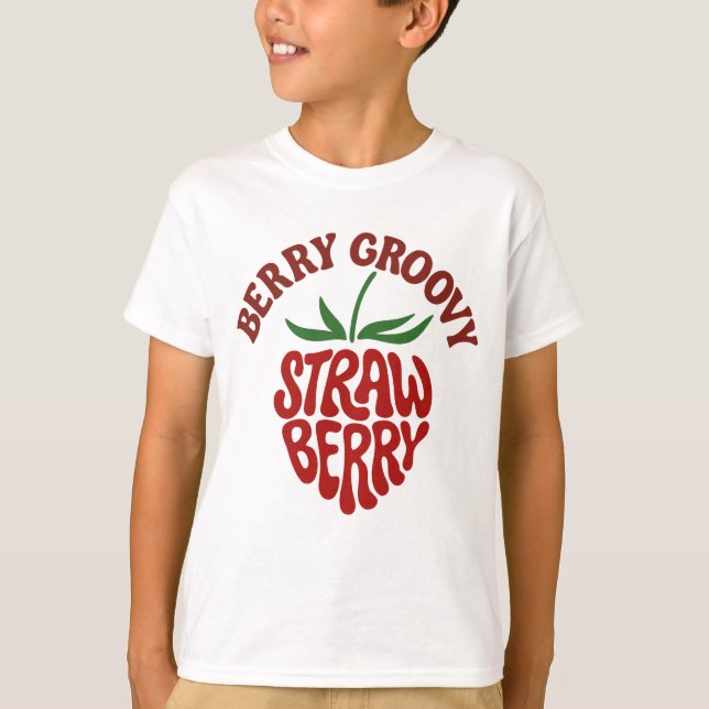 Camiseta Groovy Strawberry Retro 70s Vibes (Frente)