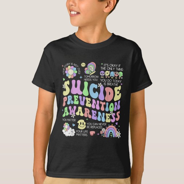 Camiseta Groovy Suicida Prevenção Consciência da saúde ment (Frente)