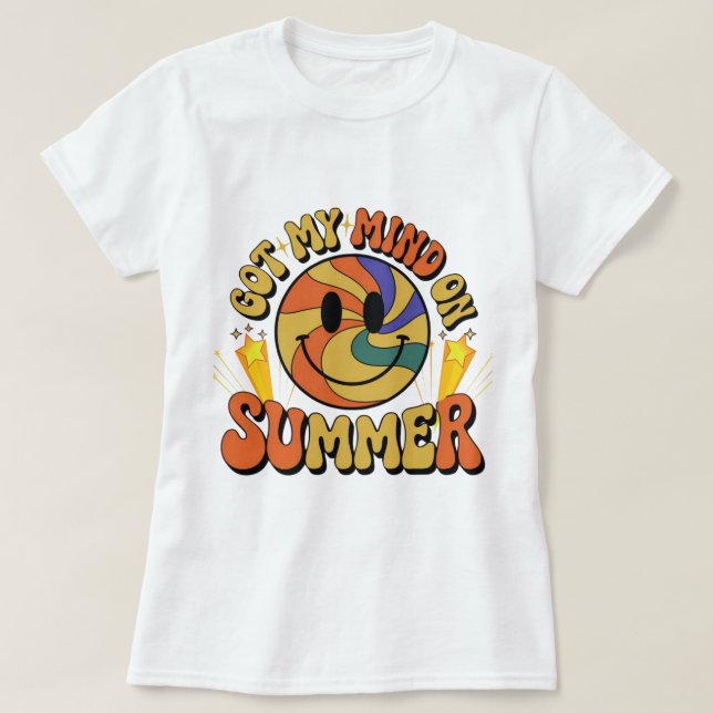 Camiseta Groovy Summer Vibes Smiley Tee (Frente do Design)