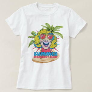 Camiseta Groovy Summer Vibes Smiley Tee para Professores