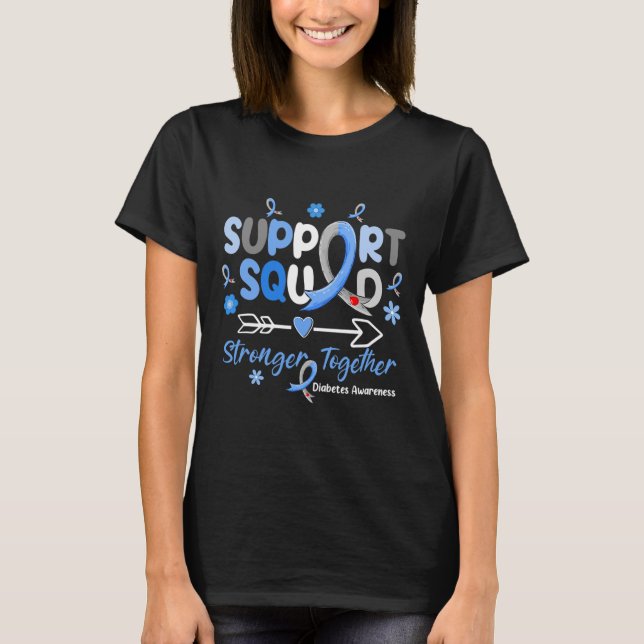 Camiseta Groovy Support Squad Blue Ribbon Diabetes Awarenes (Frente)
