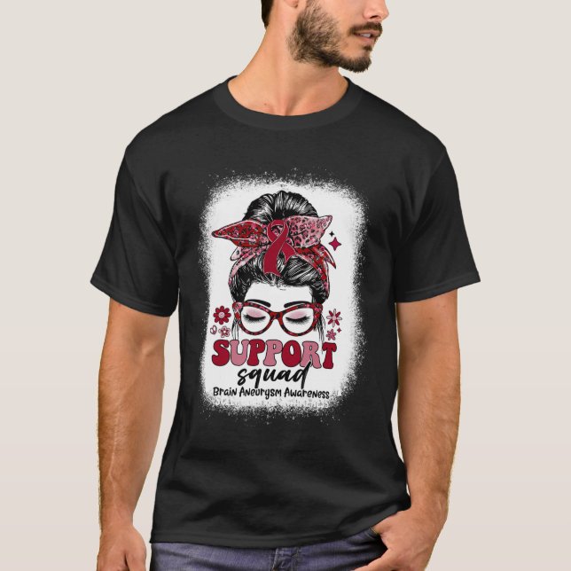 Camiseta Groovy Support Squad Messy Bun Brain Aneurysm (Frente)