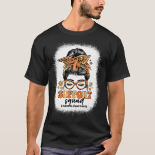 Camiseta Groovy Support Squad Messy Bun Leukemia Consciênci