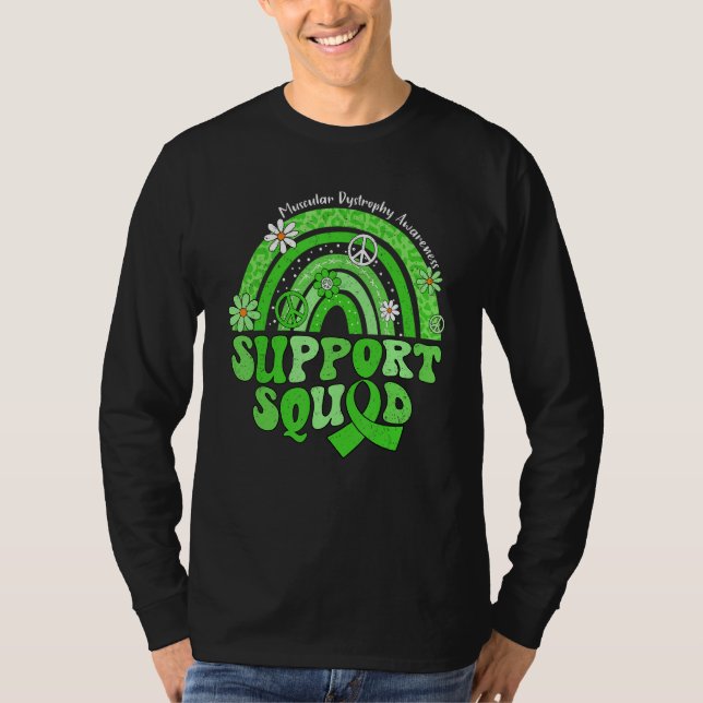 Camiseta Groovy Support Squad Rainbow Muscular Dystrophy Aw (Frente)