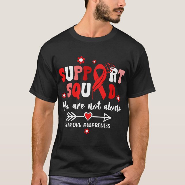 Camiseta Groovy Support Squad Red Ribbon Stroke Awarice G (Frente)