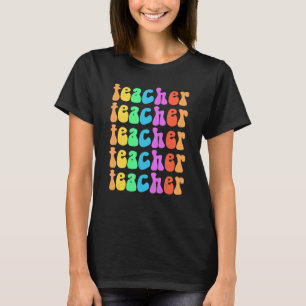 Camiseta Groovy TEACHER I Ensina Escola Secundária Ret