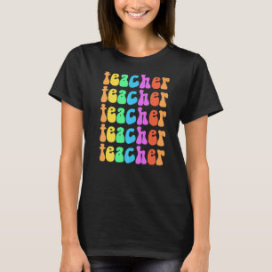 Camiseta Groovy TEACHER I Ensina Escola Secundária Ret
