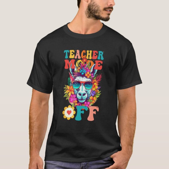 Camiseta Groovy Teacher Mode Off Last Day Of School Summer  (Frente)