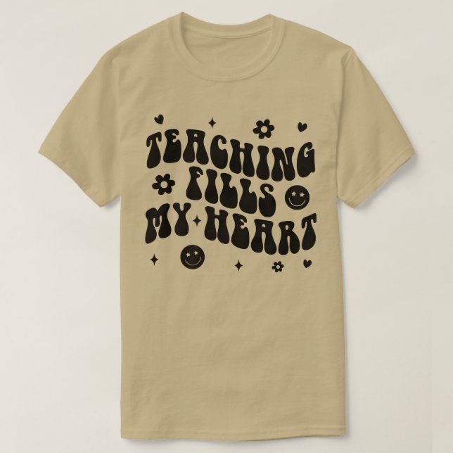 Camiseta Groovy Teaching Fills My Heart Teacher Life Back T (Frente do Design)