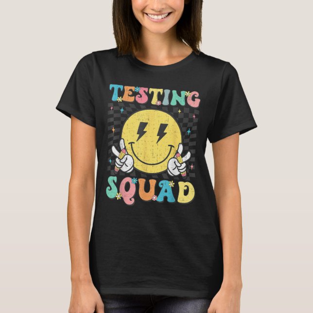 Camiseta Groovy Test Day Testing Squad Motivation Teacher S (Frente)