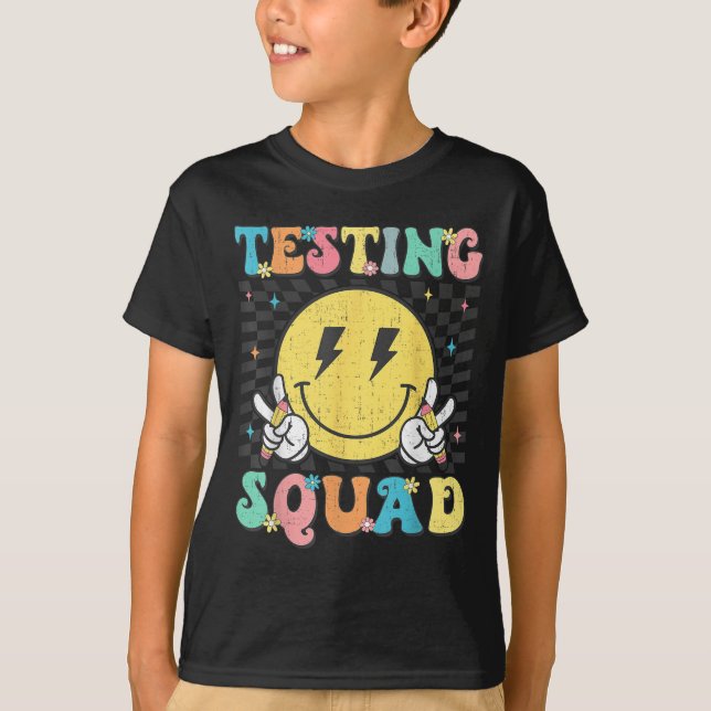 Camiseta Groovy Test Day Testing Squad Motivation Teacher S (Frente)