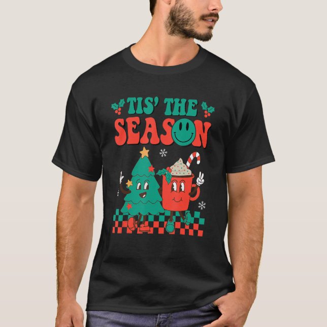 Camiseta Groovy Tis The Season Christmas Hippie Hot Ccoa P (Frente)